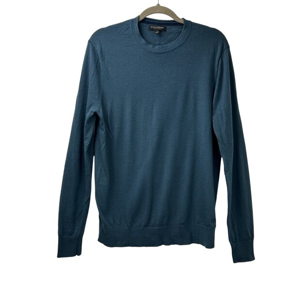 Banana Republic Men’s L Dark Blue 100% Merino Wool Crew Sweater Grandpa Casual - Picture 12 of 12